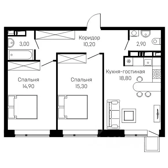2-к кв. Ярославская область, Ярославский муниципальный округ, пос. ... - Фото 2