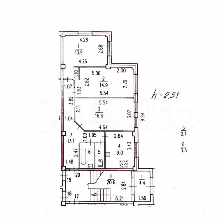 3-к. квартира, 72,9м, 1/4эт. - Фото 1