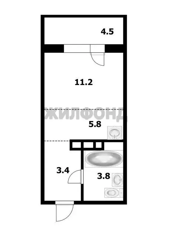 Квартира-студия: Обь, Октябрьская улица, 5 (24.2 м) - Фото 1
