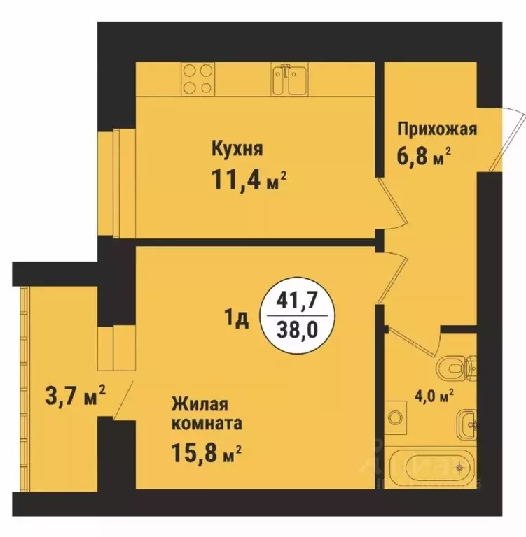 1-к кв. Тамбовская область, Тамбов ул. Имени С.И. Савостьянова, 14 ... - Фото 0