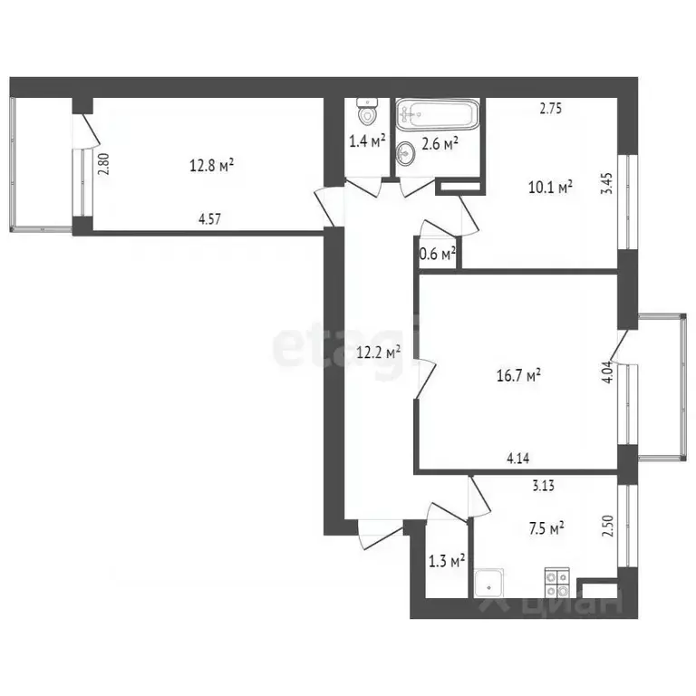 3-к кв. Крым, Армянск Имени Генерала Корявко мкр, 17 (65.3 м) - Фото 2