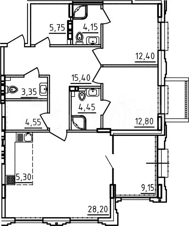 3-к. квартира, 101 м, 2/9 эт. - Фото 1