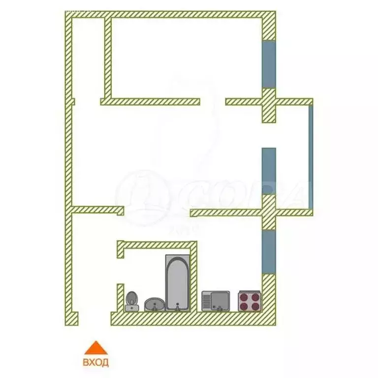 2-комнатная квартира: Тюмень, Ямская улица, 52 (43 м) - Фото 2