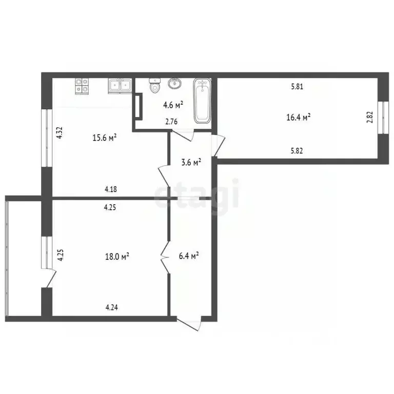2-к кв. Челябинская область, Челябинск ул. Болейко, 4б (64.8 м) - Фото 2