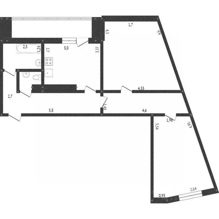 2-к кв. Белгородская область, Белгород ул. Газовиков, 9А (59.0 м) - Фото 1