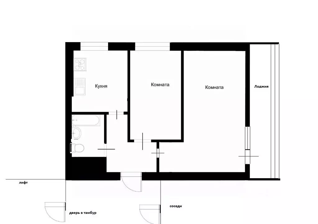 2-к кв. Московская область, Одинцово Молодежная ул., 1 (37.2 м) - Фото 2