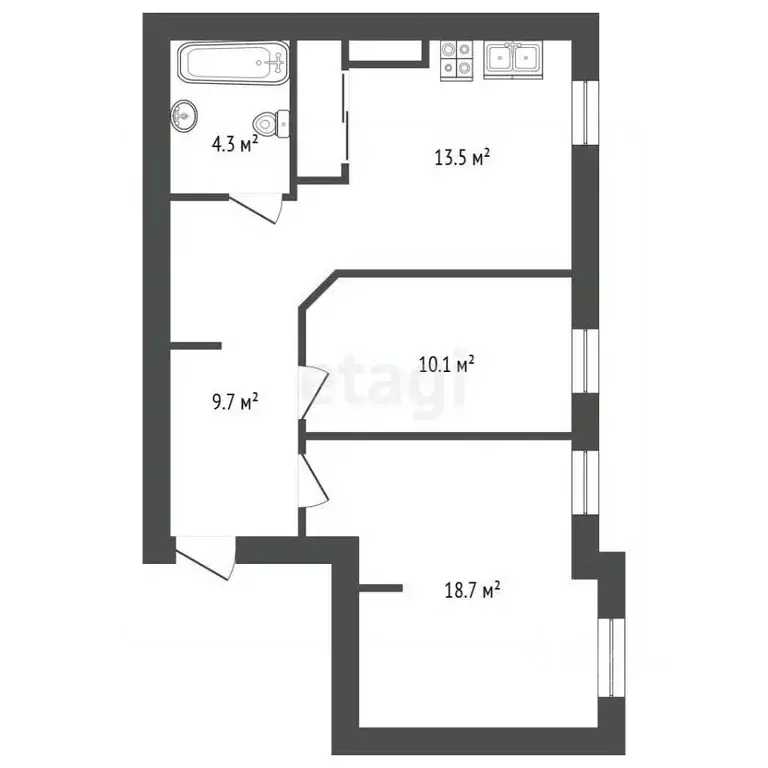 2-к кв. Санкт-Петербург 5-я Красноармейская ул., 6 (57.4 м) - Фото 2