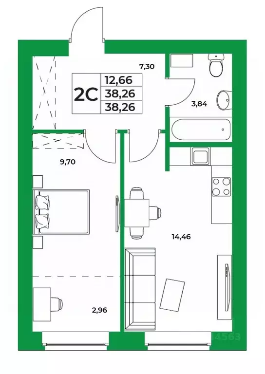 1-к кв. Башкортостан, Уфимский район, Зубовский сельсовет, с. Зубово ... - Фото 1