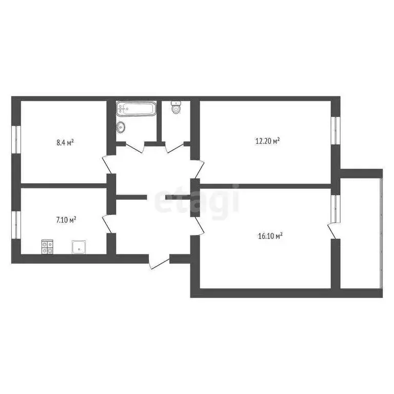 3-комнатная квартира: Тобольск, 9-й микрорайон, 37 (74.6 м) - Фото 0
