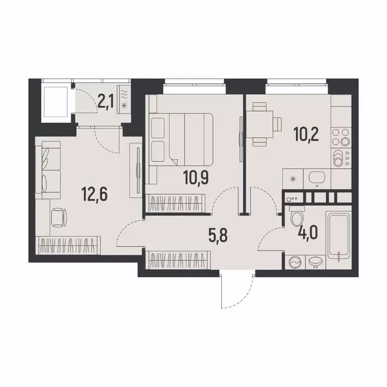 2-к кв. Пермский край, Пермь Ераничи мкр,  (44.6 м) - Фото 1