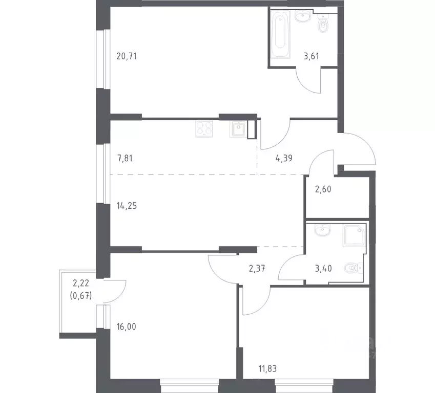 3-к кв. Приморский край, Владивосток Бам мкр,  (87.64 м) - Фото 1