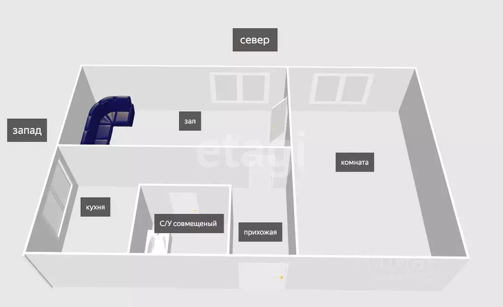 2-к кв. Сахалинская область, Южно-Сахалинск ул. Чехова, 2А (44.3 м) - Фото 1