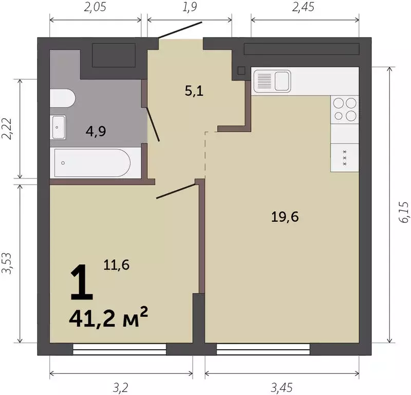 1-комнатная квартира: Екатеринбург, улица Краснолесья, 10/6 (40.9 м) - Фото 0