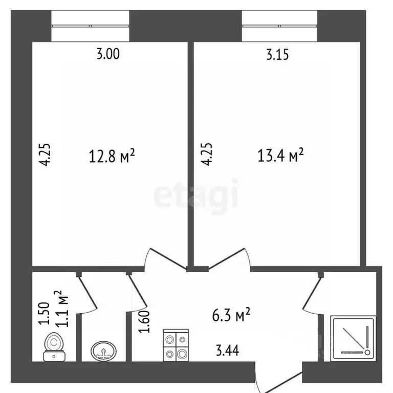 2-к кв. Самарская область, Самара ул. Красных Коммунаров, 17А (42.0 м) - Фото 2