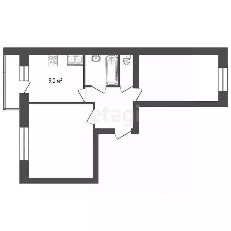 2-к кв. Кемеровская область, Юрга Кузбасский просп., 28А (46.3 м) - Фото 2