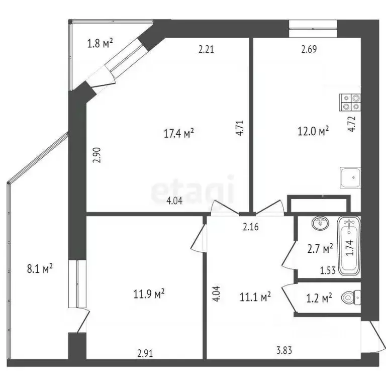 2-к кв. Ростовская область, Ростов-на-Дону Стабильная ул., 9 (56.0 м) - Фото 0