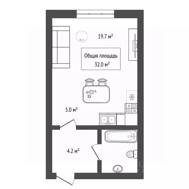 Студия Новосибирская область, Новосибирск ул. В. Высоцкого, 54/2 (32.0 ... - Фото 2
