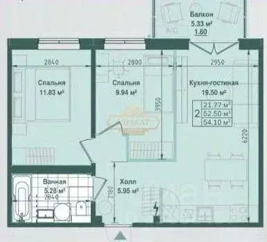 Квартира, 3 комнаты, 57 м - Фото 1