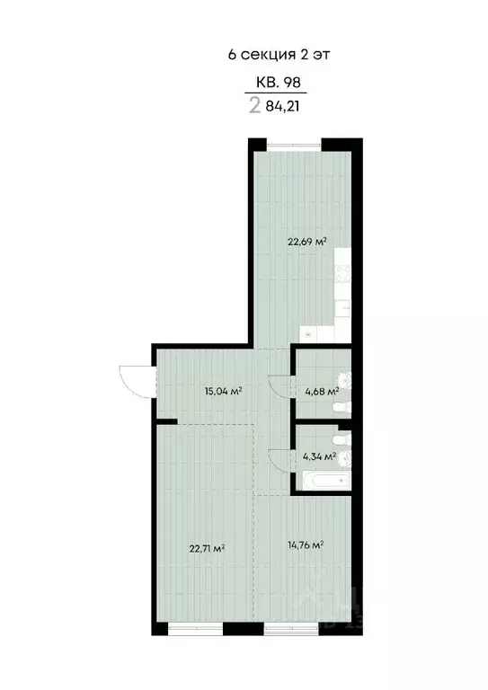 2-к кв. Иркутская область, Иркутск ул. Лебедева-Кумача (84.21 м) - Фото 0