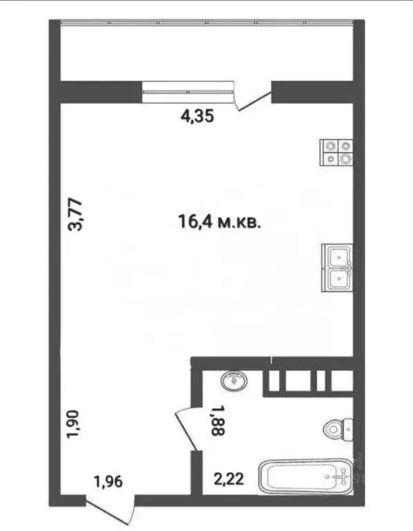 Студия Ханты-Мансийский АО, Ханты-Мансийск Самаровская ул., 6к1 (24.3 ... - Фото 1