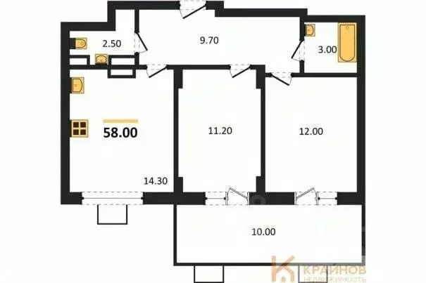 2-к кв. Воронежская область, Воронеж ул. Остужева, 52/5 (58.0 м) - Фото 0