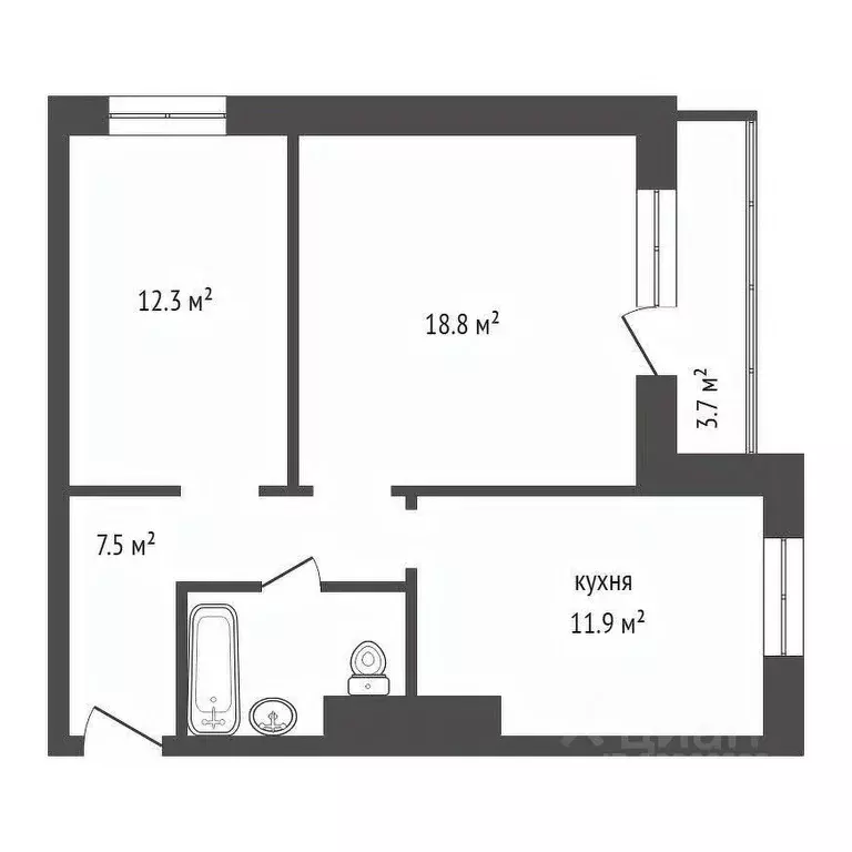 2-к кв. Красноярский край, Красноярск Аральская ул., 41 (56.3 м) - Фото 1