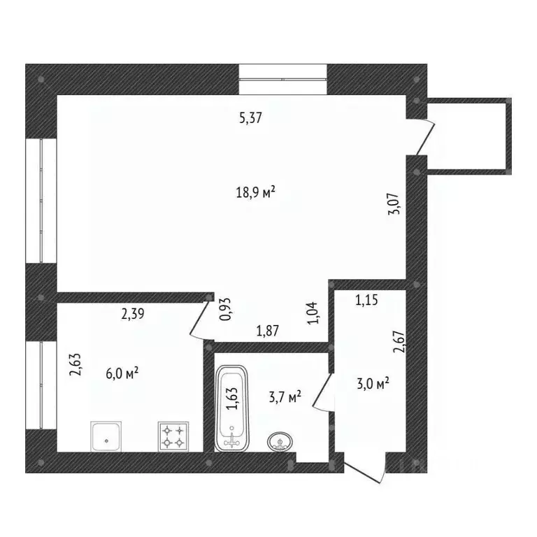 1-к кв. Башкортостан, Уфа Первомайская ул., 95 (32.1 м) - Фото 2