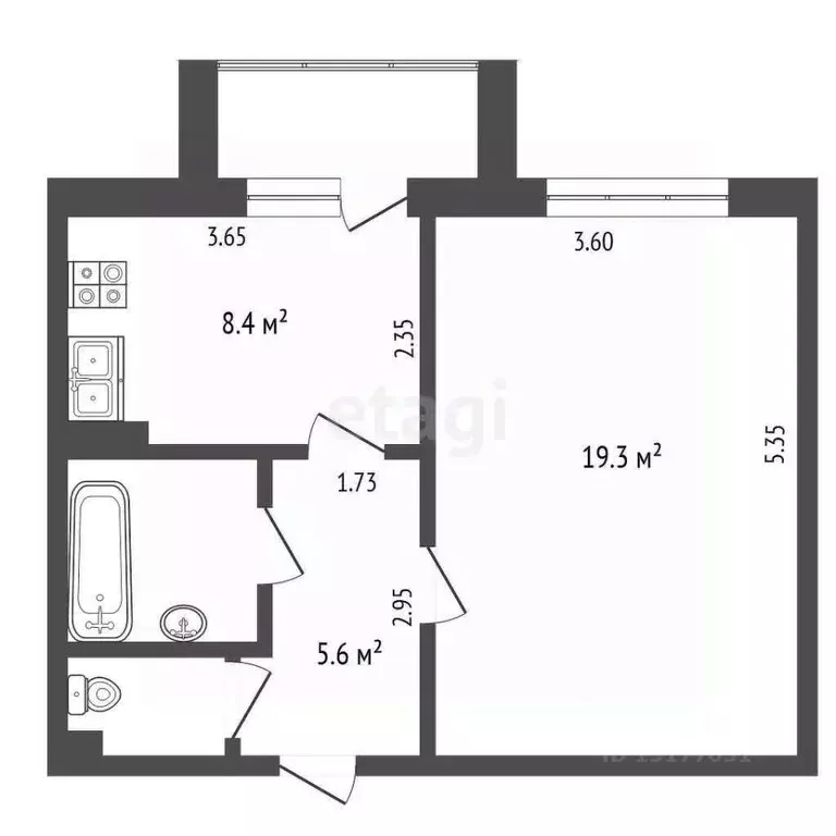 1-к кв. Ямало-Ненецкий АО, Ноябрьск просп. Мира, 5А (38.0 м) - Фото 2