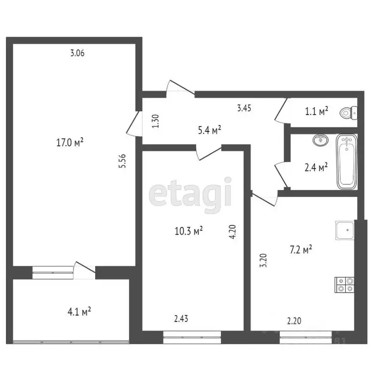 2-к кв. Ростовская область, Ростов-на-Дону ул. Туполева, 14 (46.0 м) - Фото 1