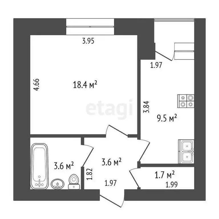 1-комнатная квартира: Кремёнки, Кремёнки, Лесная улица, 9 (36.8 м) - Фото 0