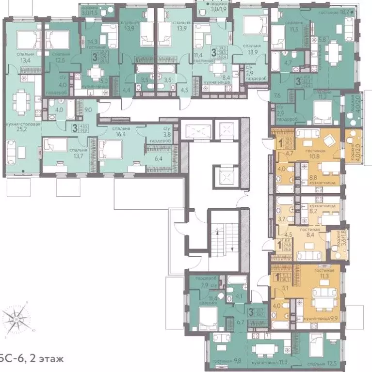 Студия Пермский край, Пермь ул. Серебристая, 5 (58.7 м) - Фото 2