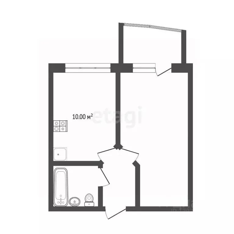1-к кв. Тюменская область, Тюмень ул. Газовиков, 25к2 (32.0 м) - Фото 2
