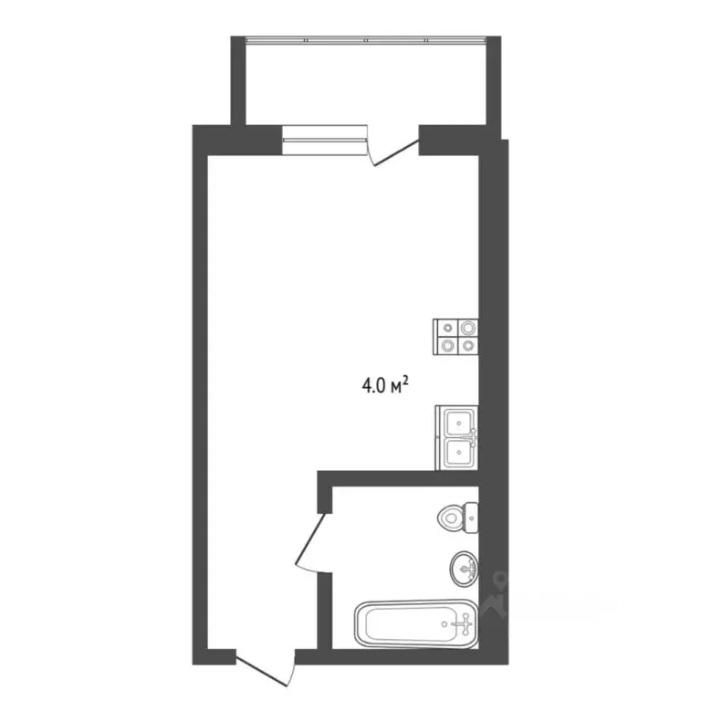 Студия Тюменская область, Тюмень ул. Тимофея Чаркова, 28 (21.0 м) - Фото 2