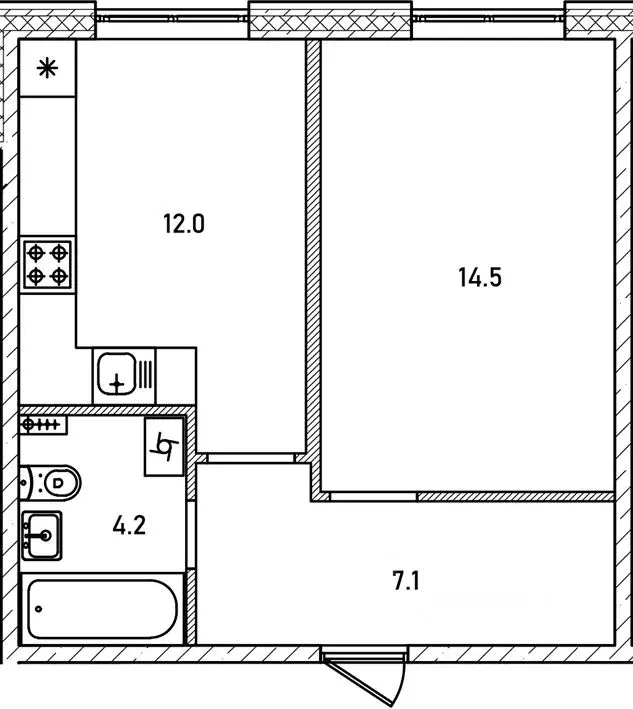 1-к кв. Новгородская область, Великий Новгород 6-й кв-л,  (37.7 м) - Фото 1