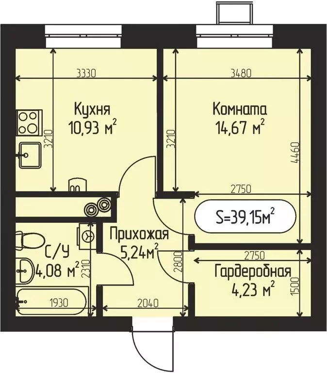 1-комнатная квартира: село Озерецкое, коттеджный посёлок Мечта (39.15 ... - Фото 0