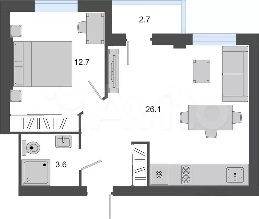 2-к. квартира, 45 м, 3/7 эт. - Фото 0