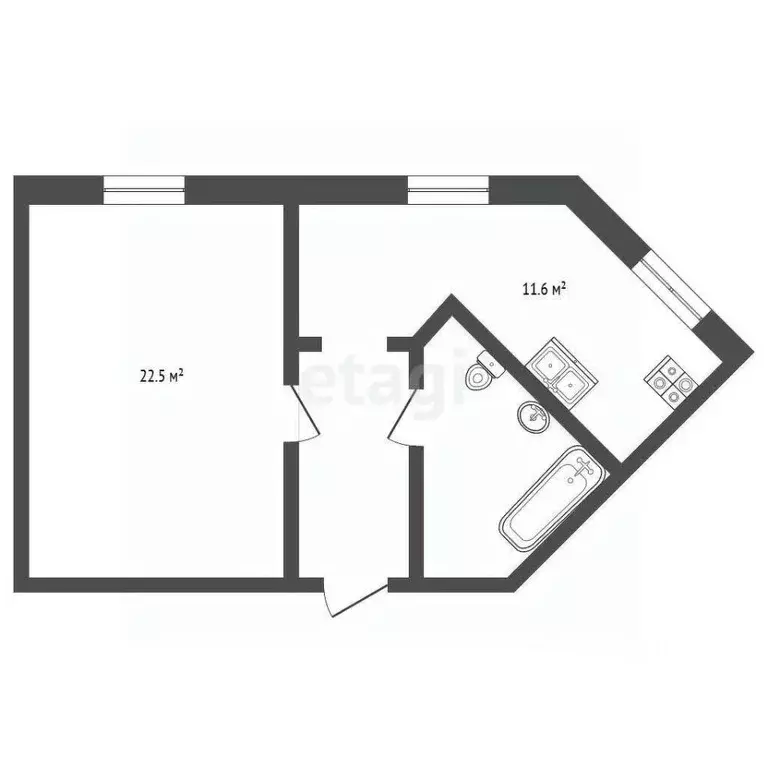 1-к кв. Санкт-Петербург Мебельная ул., 21к1 (45.0 м) - Фото 1