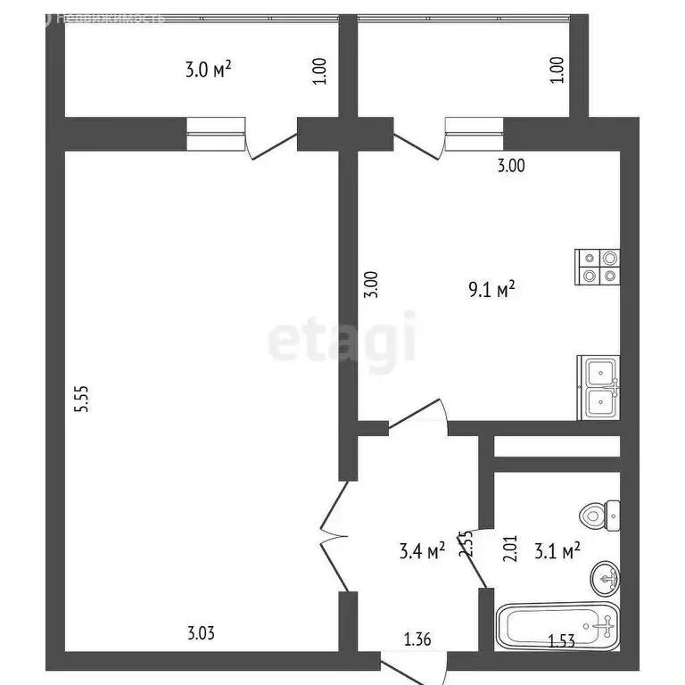 1-комнатная квартира: Челябинск, набережная Героя России С.А. Кислова, ... - Фото 0