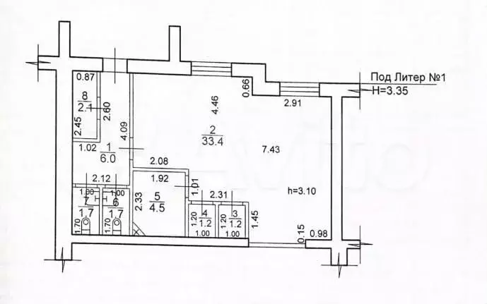 Офис, 56.9 м - Фото 0