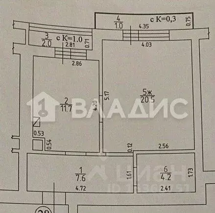 1-к кв. Калининградская область, Калининград Римская ул., 33к3 (47.0 ... - Фото 2