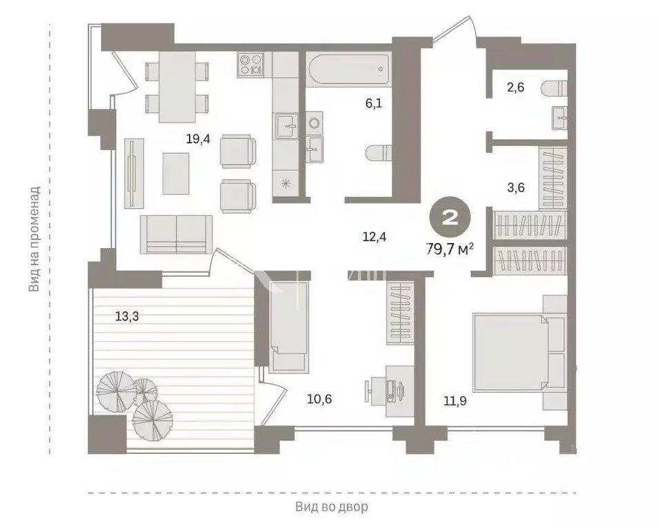 2-к кв. Тюменская область, Тюмень ул. Газовиков, 44 (82.0 м) - Фото 2