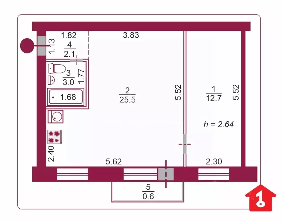 2-к кв. Омская область, Омск Спортивный проезд, 2 (43.3 м) - Фото 2