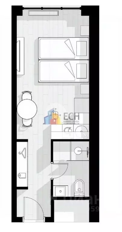 Студия Московская область, Одинцово ул. Чистяковой, 8к2 (22.58 м) - Фото 2