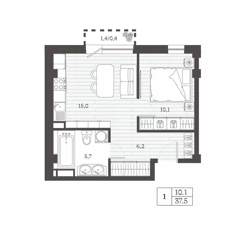 1-к кв. Ставропольский край, Предгорный муниципальный округ, ... - Фото 1