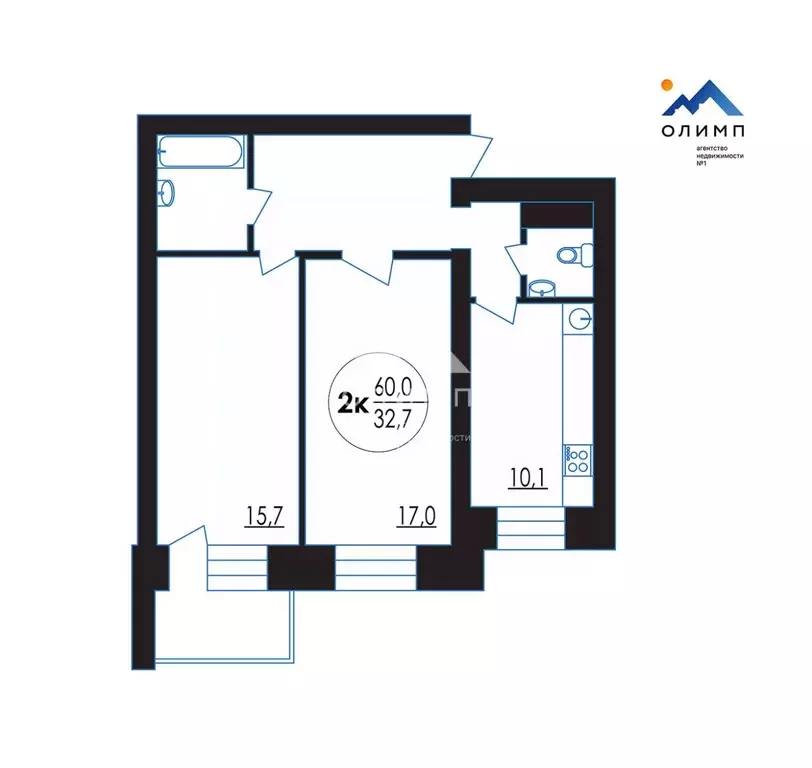 2-к кв. Вологодская область, Вологда ул. Гагарина, 2Ак5 (60.0 м) - Фото 2