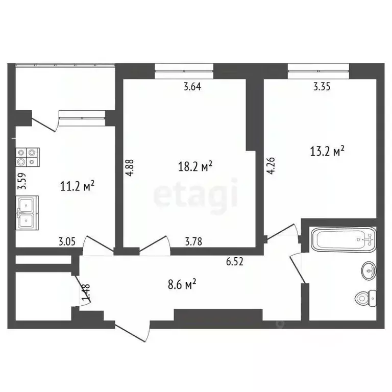 2-к кв. Москва Сиреневый бул., 4/1 (58.2 м) - Фото 1