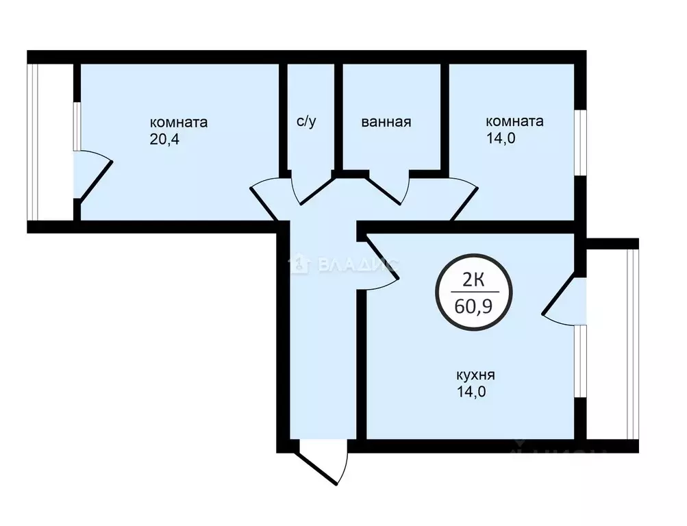 2-к кв. Владимирская область, Владимир ул. Фатьянова, 16 (60.9 м) - Фото 2