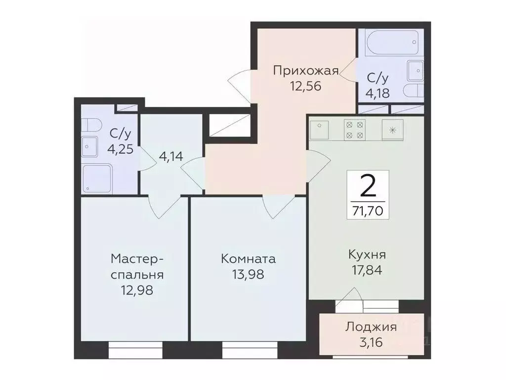 2-к кв. Воронежская область, Воронеж ул. Матросова, 60 (71.7 м) - Фото 0