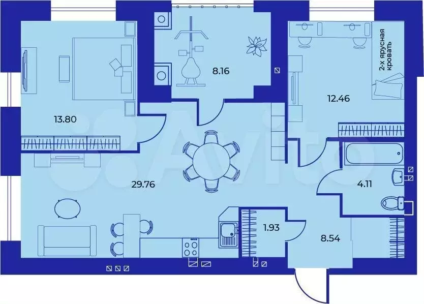 2-к. квартира, 79 м, 4/9 эт. - Фото 1