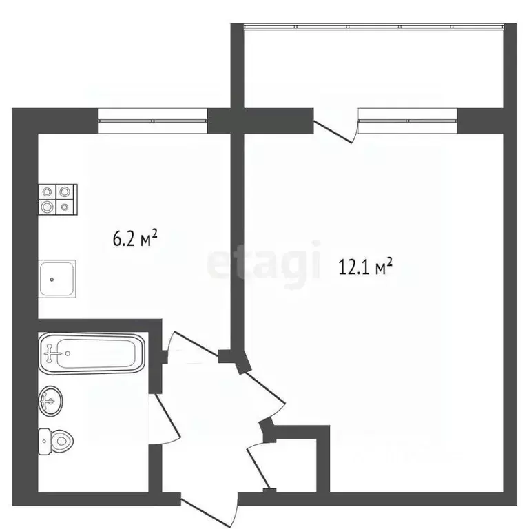 1-к кв. Ростовская область, Таганрог Большая Бульварная ул., 9-4 (29.0 ... - Фото 1